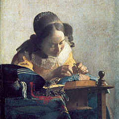 reproductie de kantwerkster van Johannes Vermeer